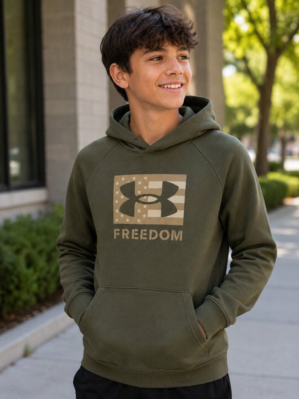 Under Armour Boys' Freedom Big Flag Hoodie - Color: Marine Od Gr/Federal Tan